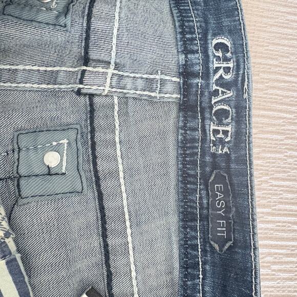 Grace in LA Distressed Blue Denim Shorts - Picture 4 of 5